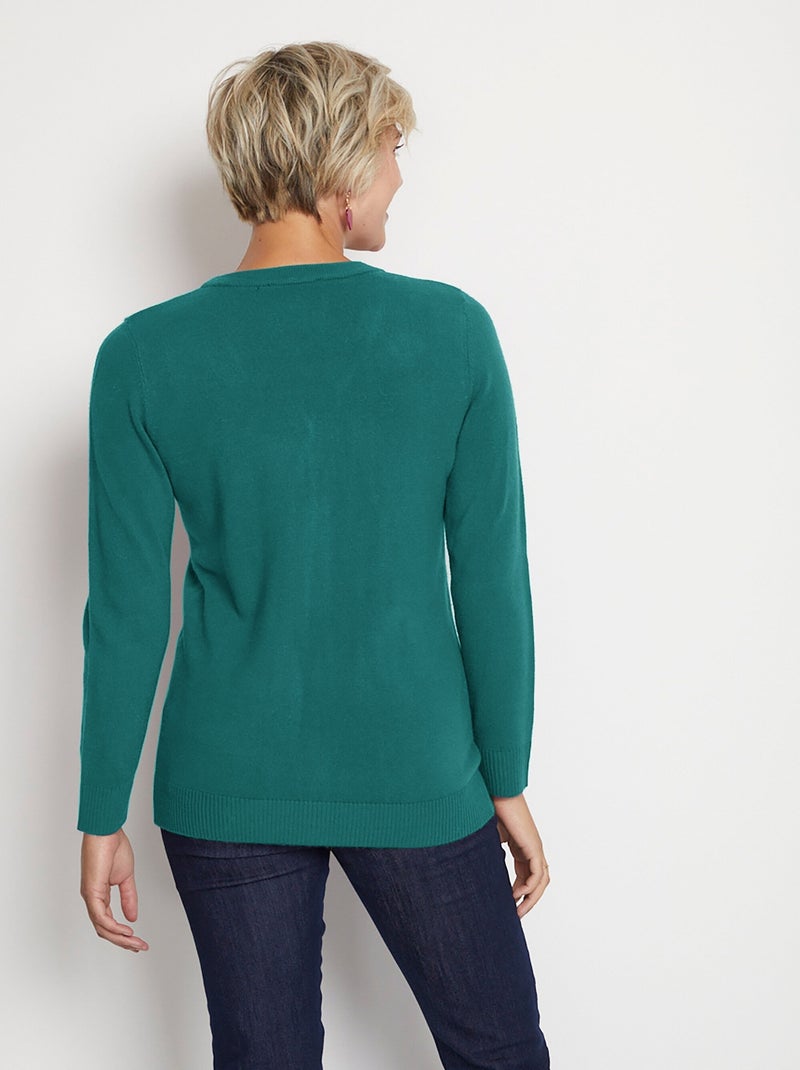Cárdigan midi de punto suave con botones - Afibel Verde - Kiabi