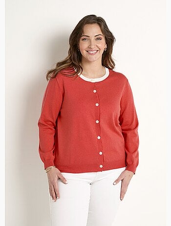 Cárdigan suave con cuello redondo y botones - Afibel