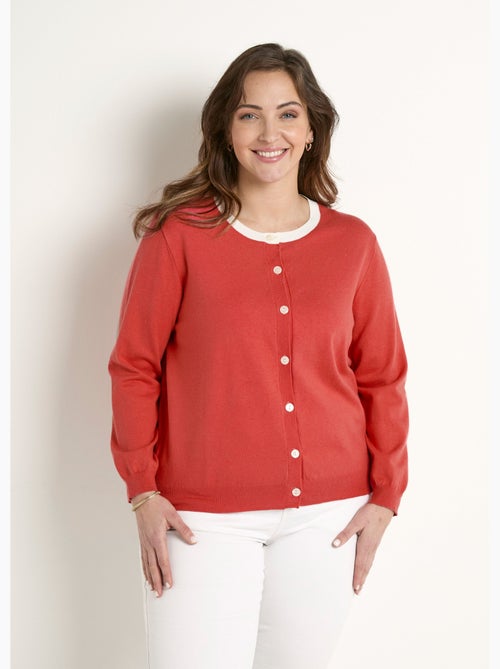 Cárdigan suave con cuello redondo y botones - Afibel - Kiabi
