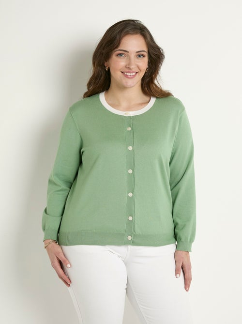 Cárdigan suave con cuello redondo y botones - Afibel - Kiabi