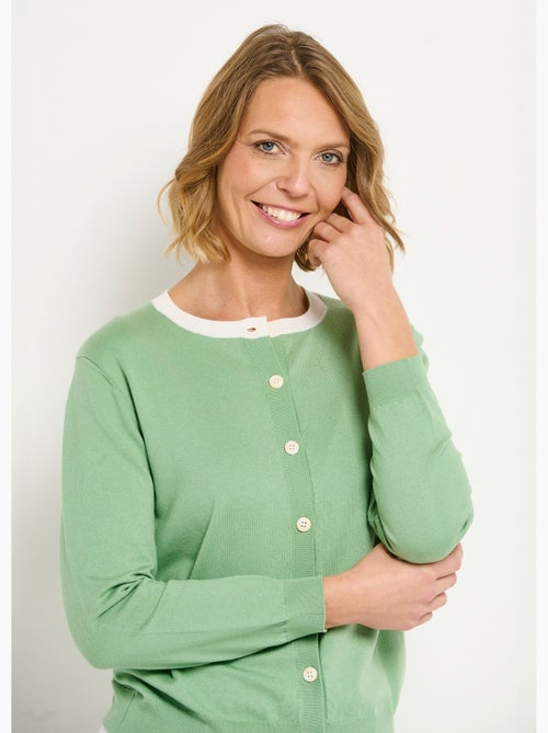 Cárdigan suave con cuello redondo y botones - Afibel - Kiabi