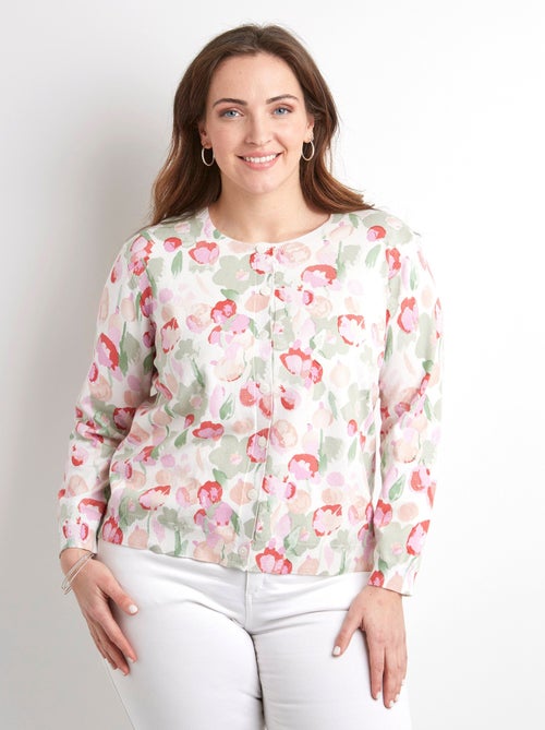 Cárdigan suave con cuello redondo y botones - Afibel - Kiabi