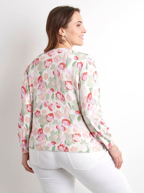 Cárdigan suave con cuello redondo y botones - Afibel - Kiabi