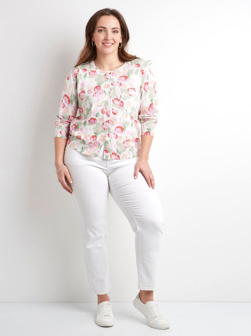 Cárdigan suave con cuello redondo y botones - Afibel - Kiabi