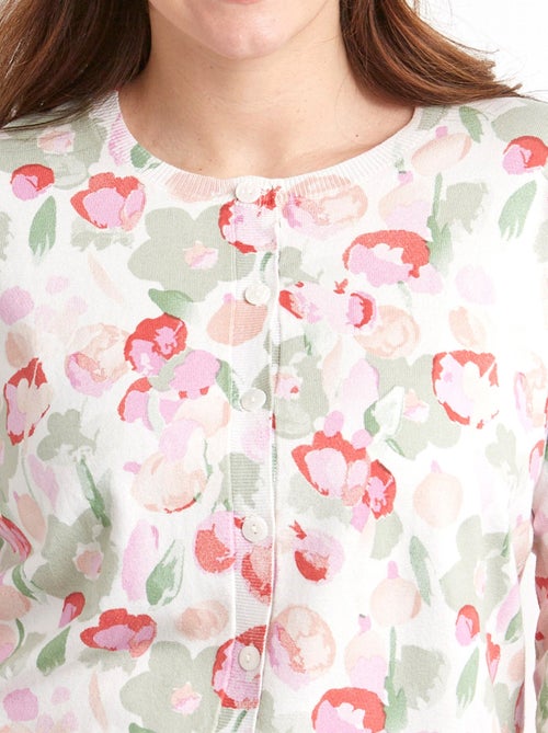 Cárdigan suave con cuello redondo y botones - Afibel - Kiabi