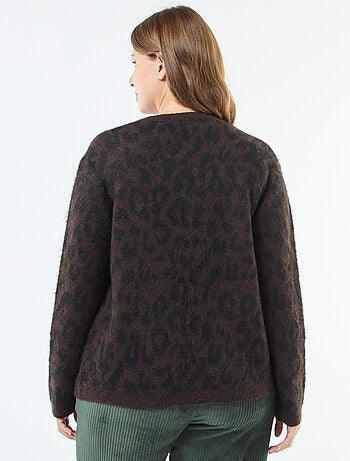 Cárdigan suave con estampado de leopardo
