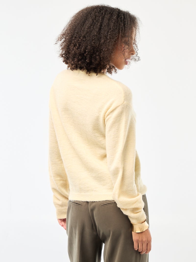 Cárdigan suave de lana y mohair Amarillo - Kiabi