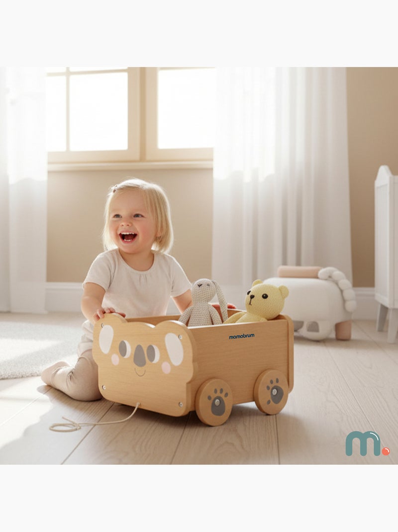 Carrito de arrastre madera nino 30x26cm baul juguetes koala mamabrum N/D - Kiabi