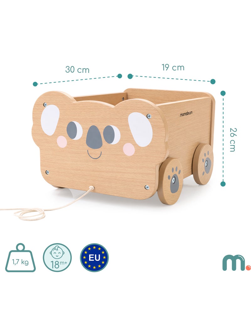 Carrito de arrastre madera nino 30x26cm baul juguetes koala mamabrum N/D - Kiabi