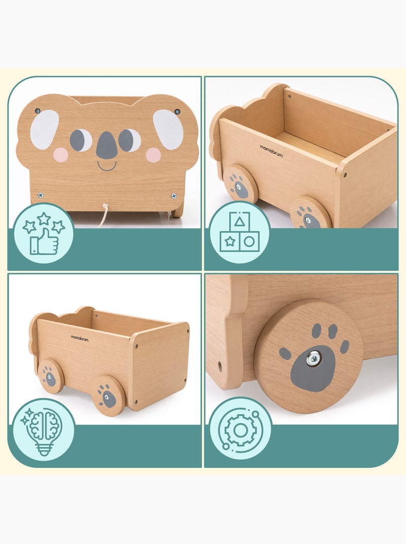 Carrito de arrastre madera nino 30x26cm baul juguetes koala mamabrum N/D - Kiabi