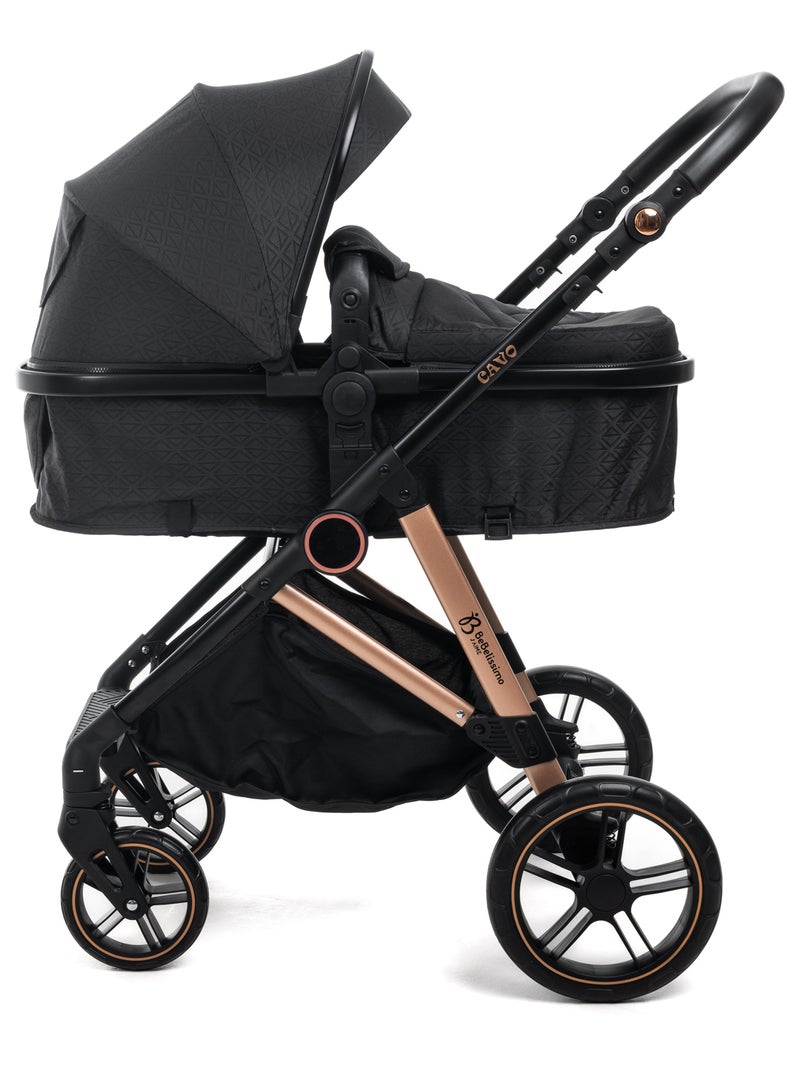 Carrito De Bebé Tres Piezas 3 En 1 - Carricoche De 3 Piezas - 0-22kg - Cavo - Bebelissimo Negro - Kiabi
