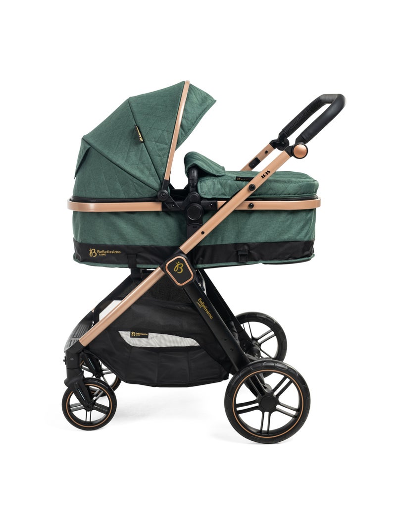 Carrito De Bebé Tres Piezas 3 En 1  - Carricoche De 3 Piezas - 0-22kg - Iris Con Base Isofix Verde - Kiabi