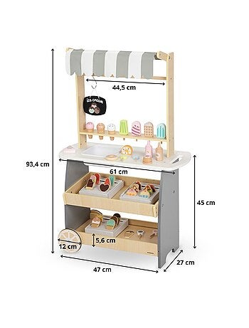 Carrito de helados de madera con accesorios Mamabrum