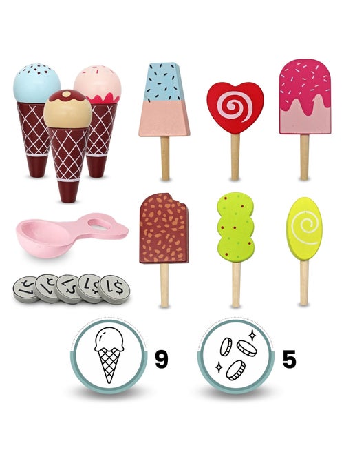 Carrito de helados de madera con ruedas y extras Mamabrum - Kiabi