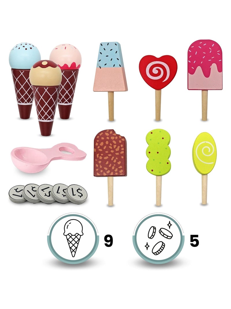 Carrito de helados de madera con ruedas y extras Mamabrum N/D - Kiabi