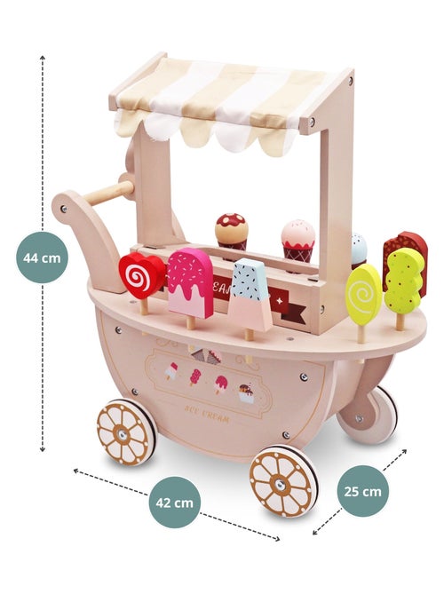 Carrito de helados de madera con ruedas y extras Mamabrum - Kiabi