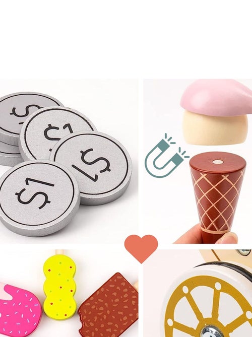 Carrito de helados de madera con ruedas y extras Mamabrum - Kiabi