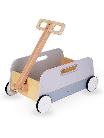 Carrito de juguetes de madera infantil con ruedas - Remolque para tirar y jugar