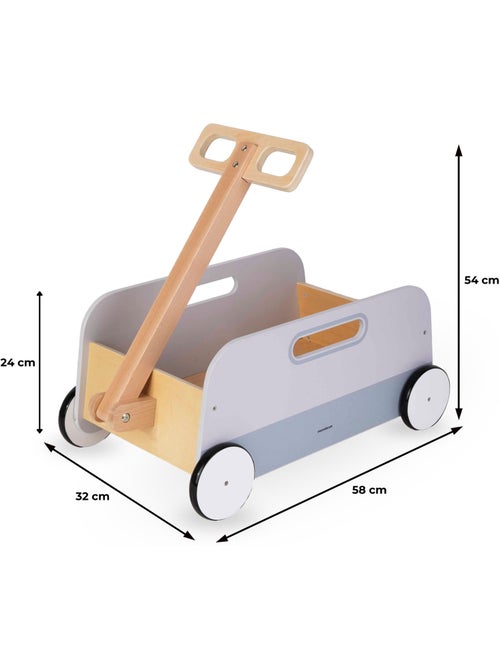 Carrito de juguetes de madera infantil con ruedas - Remolque para tirar y jugar - Kiabi Carrito de juguetes de madera infantil con ruedas - Remolque para tirar y jugar - Kiabi