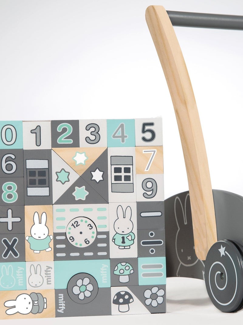 Carrito de madera para caminar + bloques de construcción miffy® - ROBA Gris verde claro blanco - Kiabi