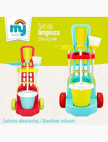 Carrito limpieza juguete c/utensilios 5 pzas my home colors