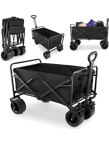 Carro de transporte plegable hypermotion 100l 120kg acero ruedas todoterreno freno compacto multiuso