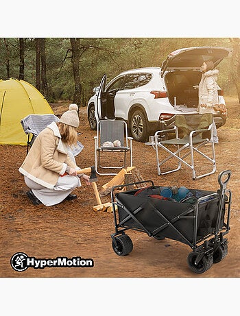 Carro de transporte plegable hypermotion 100l 120kg acero ruedas todoterreno freno compacto multiuso