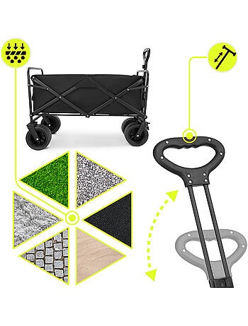 Carro de transporte plegable hypermotion 100l 120kg acero ruedas todoterreno freno compacto multiuso