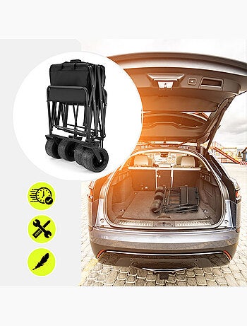 Carro de transporte plegable hypermotion 100l 120kg acero ruedas todoterreno freno compacto multiuso