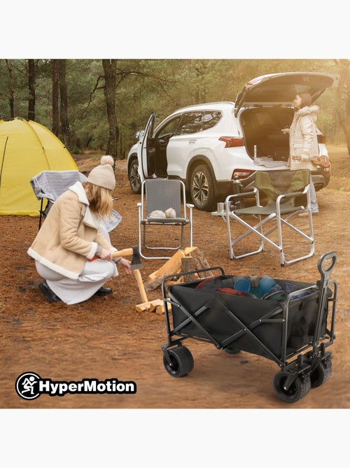 Carro de transporte plegable HyperMotion 100L 120kg acero ruedas todoterreno freno compacto multiuso - Kiabi Carro de transporte plegable HyperMotion 100L 120kg acero ruedas todoterreno freno compacto multiuso - Kiabi
