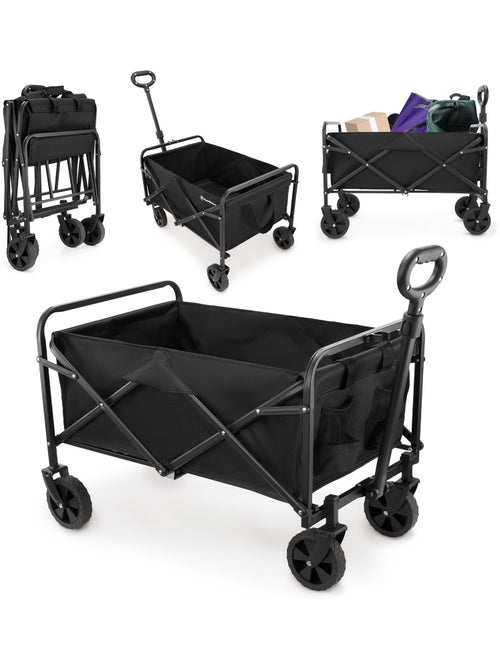 Carro de transporte plegable HyperMotion 80L 80 kg acero ruedas todoterreno 7” compacto multiusos - Kiabi