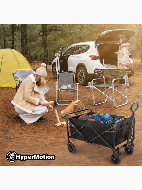 Carro de transporte plegable HyperMotion 80L 80 kg acero ruedas todoterreno 7” compacto multiusos - Kiabi