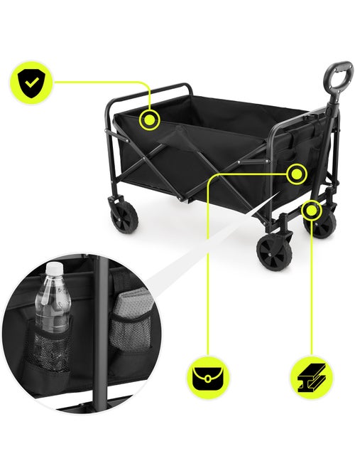 Carro de transporte plegable HyperMotion 80L 80 kg acero ruedas todoterreno 7” compacto multiusos - Kiabi