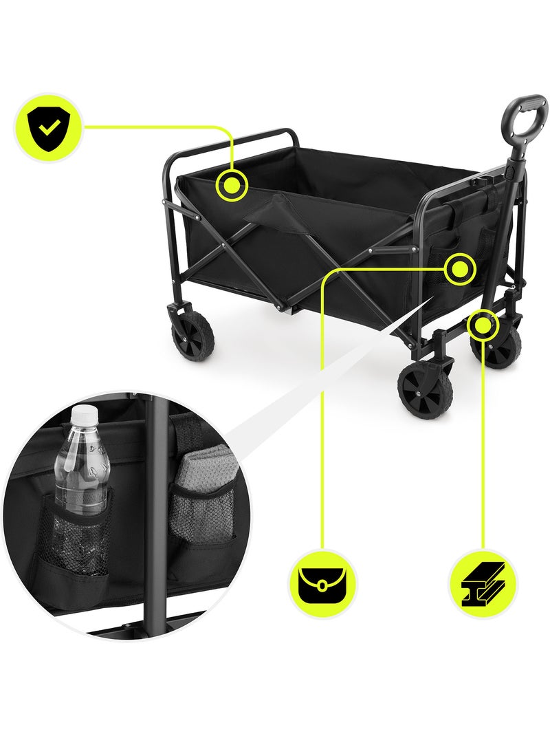 Carro de transporte plegable HyperMotion 80L 80 kg acero ruedas todoterreno 7” compacto multiusos Negro Negro - Kiabi