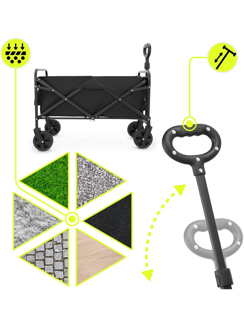 Carro de transporte plegable HyperMotion 80L 80 kg acero ruedas todoterreno 7” compacto multiusos Negro Negro - Kiabi
