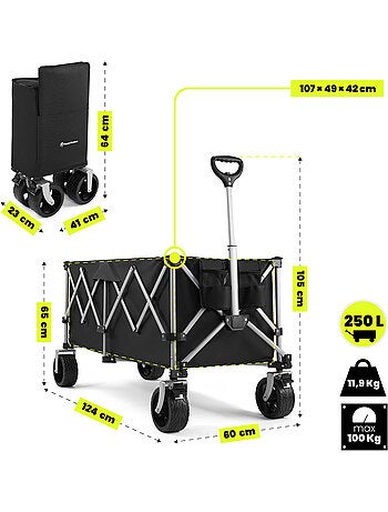Carro plegable hypermotion xxl 250l con ruedas todoterreno y frenos integrado