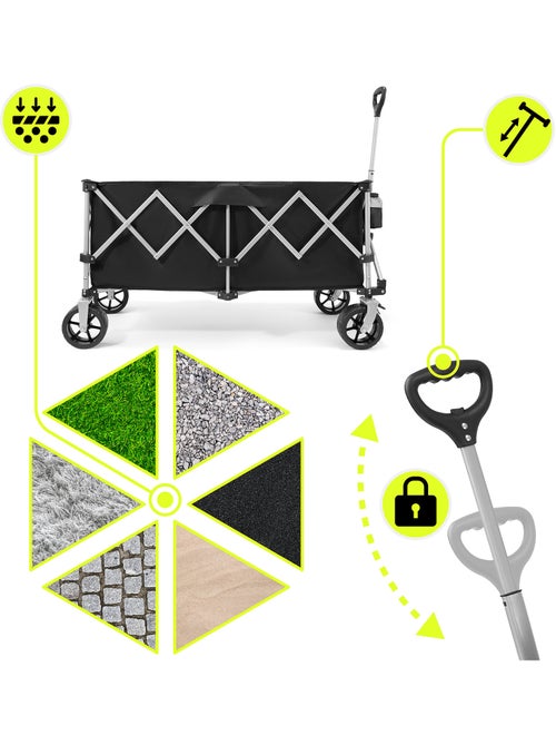 Carro plegable HyperMotion XXL 250L con ruedas todoterreno y frenos integrado - Kiabi