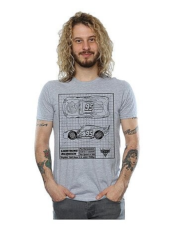 Cars - Camiseta de Rayo McQueen Blueprint de Algodón para Hombre