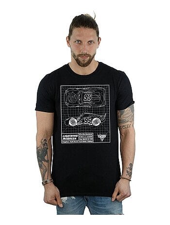 Cars - Camiseta de Rayo McQueen Blueprint de Algodón para Hombre
