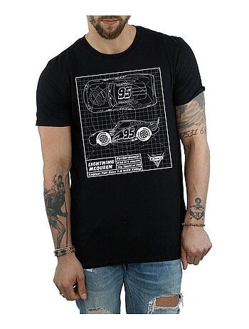 Cars - Camiseta de Rayo McQueen Blueprint de Algodón para Hombre