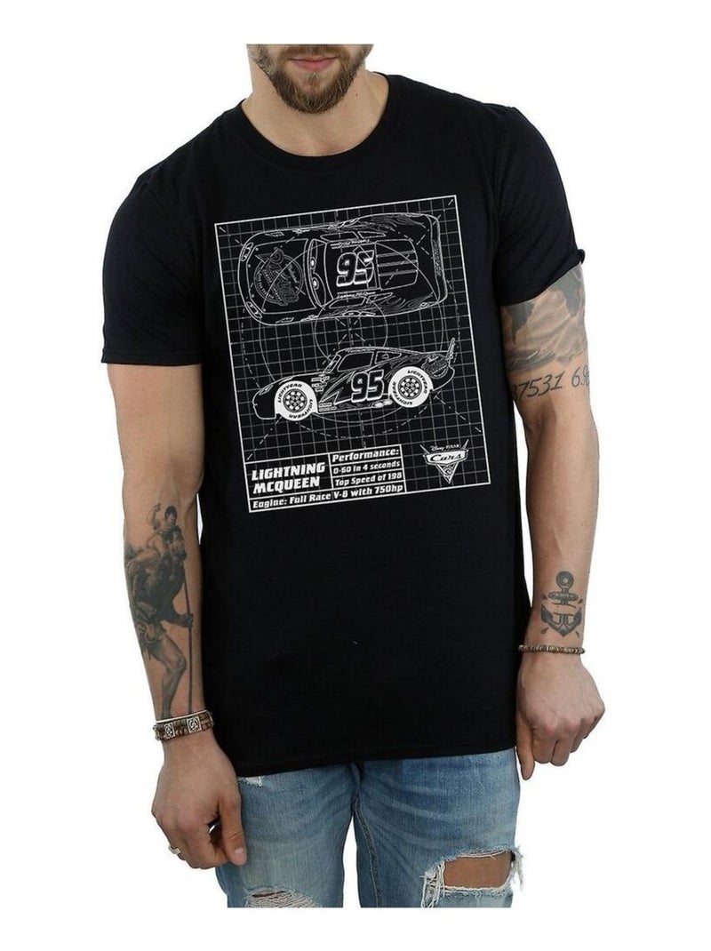 Cars - Camiseta de Rayo McQueen Blueprint de Algodón para Hombre Negro - Kiabi