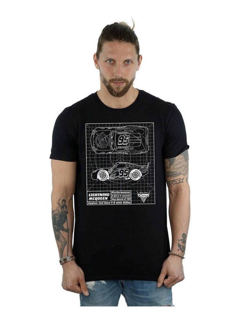 Cars - Camiseta de Rayo McQueen Blueprint de Algodón para Hombre Negro - Kiabi