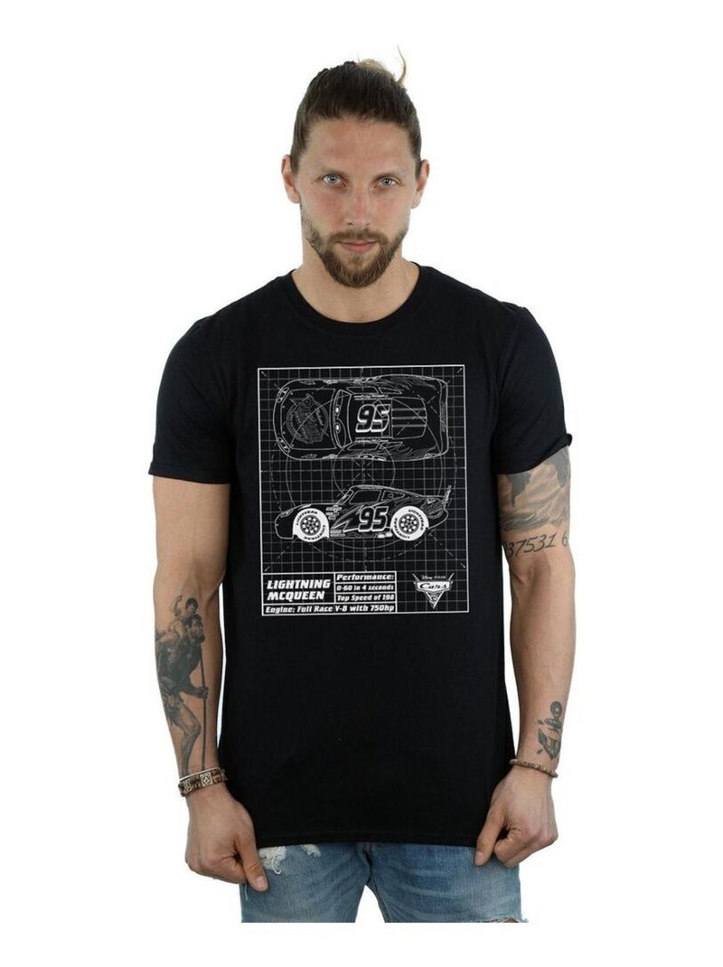 Cars - Camiseta de Rayo McQueen Blueprint de Algodón para Hombre Negro - Kiabi