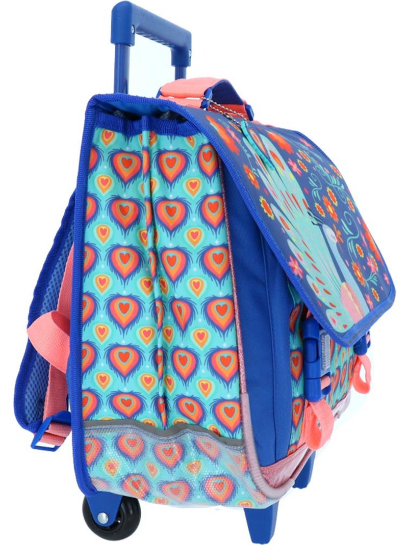 Cartable trolley scolaire motivo pavo real con 2 compartimentoos 41 cm Azul - Kiabi