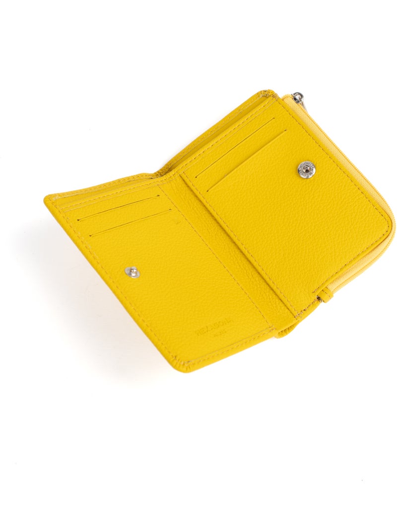 Cartera - 1 pliegue - detener rfid - cuero confort hexagona Amarillo - Kiabi
