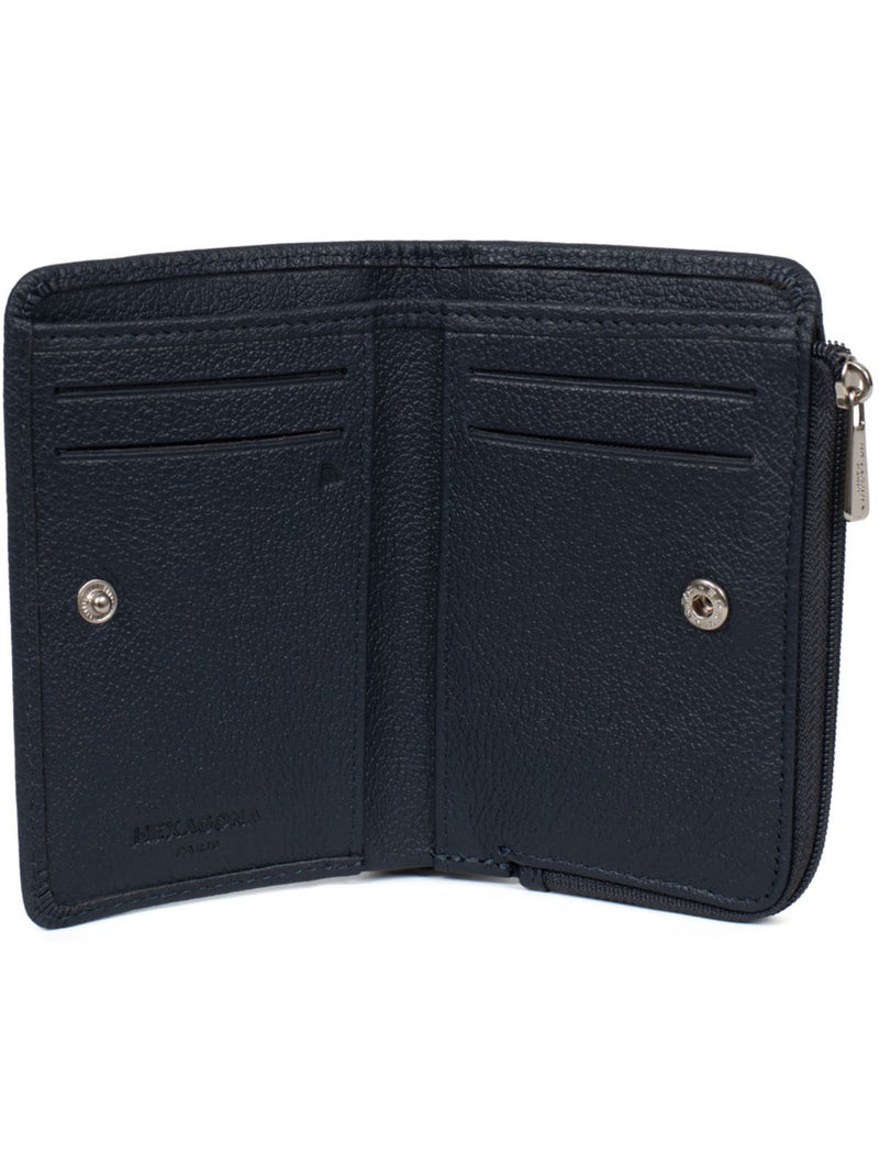 Cartera - 1 pliegue - detener rfid - cuero confort hexagona Azul marino - Kiabi