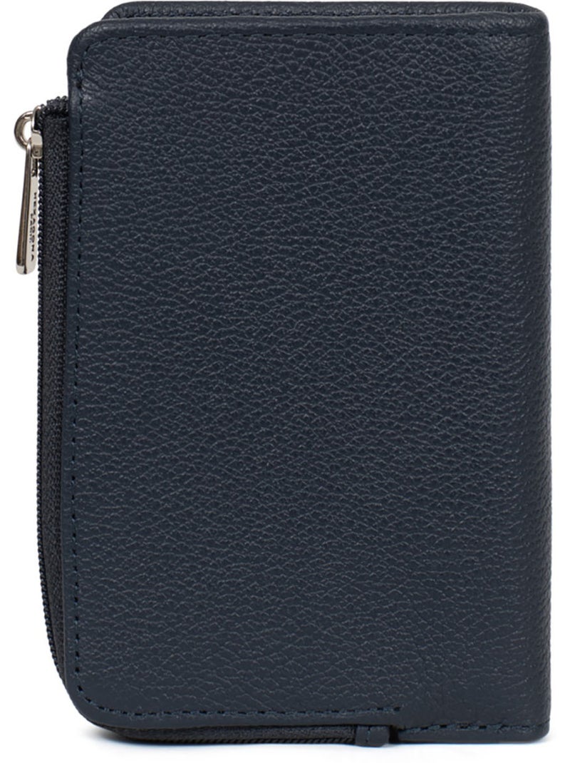 Cartera - 1 pliegue - detener rfid - cuero confort hexagona Azul marino - Kiabi