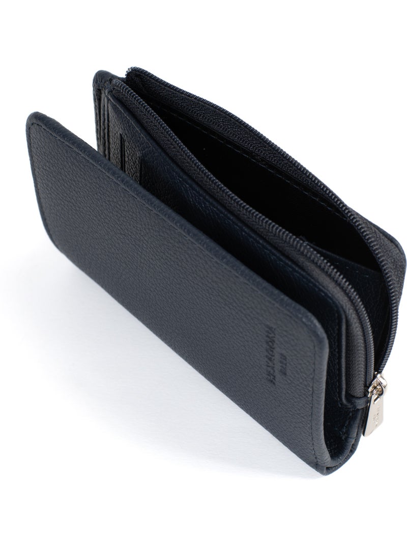 Cartera - 1 pliegue - detener rfid - cuero confort hexagona Azul marino - Kiabi