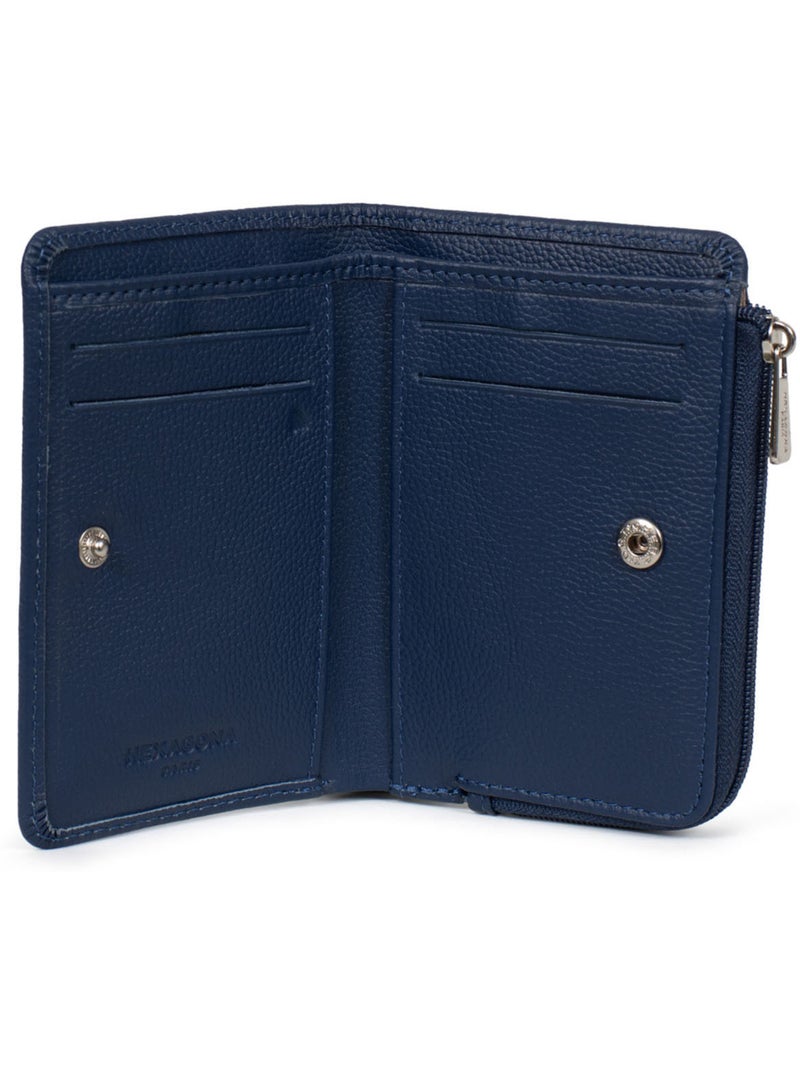 Cartera - 1 pliegue - detener rfid - cuero confort hexagona Azul - Kiabi
