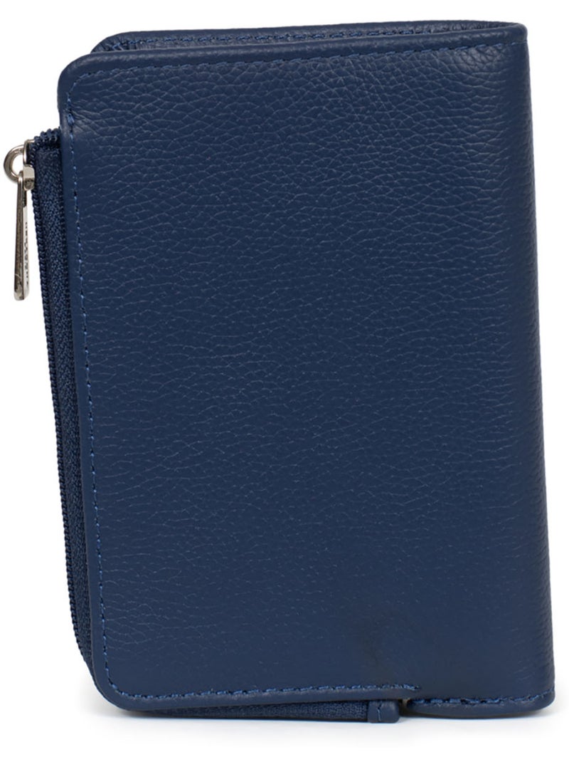 Cartera - 1 pliegue - detener rfid - cuero confort hexagona Azul - Kiabi